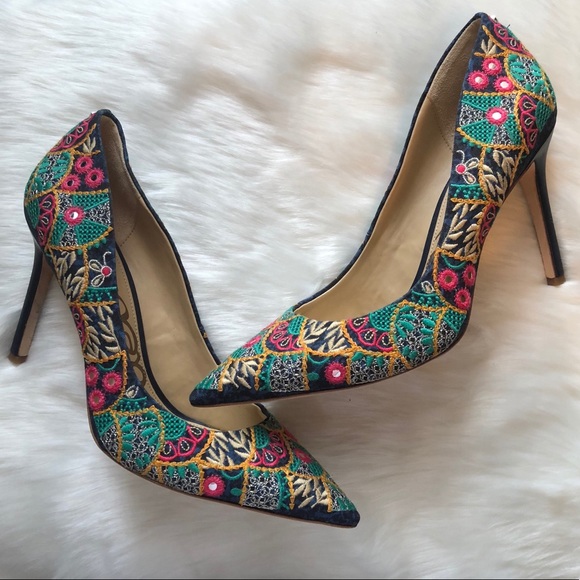 sam edelman embroidered heels